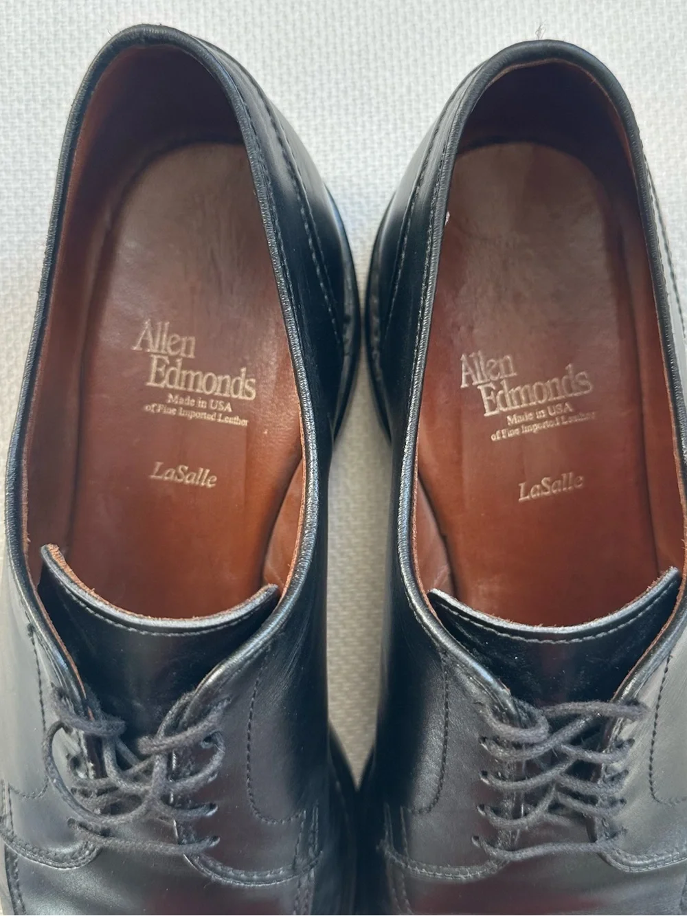 Allen Edmonds 8 D LaSalle Black Leather Split Toe Derby Oxford Lace Dress Shoes